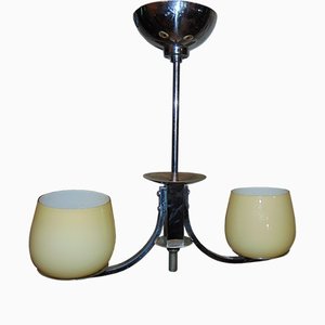 Art Deco Brass Nickel-Plated Hanging Lamp