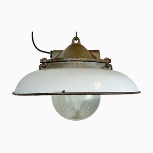 Industrial Factory Pendant Lamp in Cast Iron and Grey Enamel from Zaos, 1960s