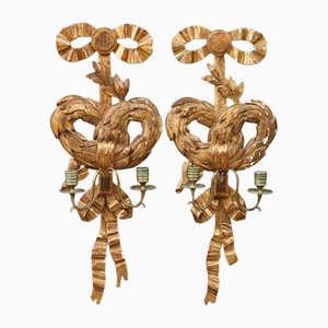 Gold Candle Sconces, 1850s, Set of 2