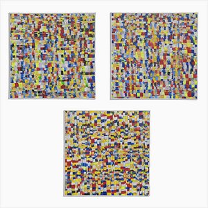 K.W. Cap, Mer de Couleurs Triptych, 2019, Acrylic on Canvas Paintings, Set of 3