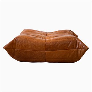 Pine Leather Togo Pouf by Michel Ducaroy for Ligne Roset