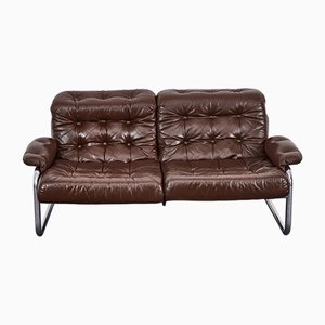Tufted Leather Borkum Lounge Sofa by Johan Bertil Häggström for Ikea, 1970s