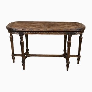 Louis XVI Style Bench in Sculpted Walnut and Cane