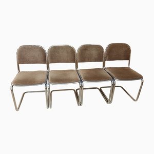 Chrome Cantilever Dining Chair, 1970s, Set of 4