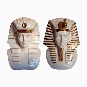 Busti egiziani vintage in porcellana, set di 2
