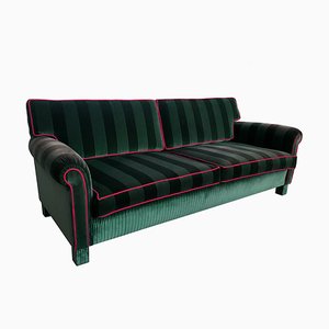 Italian Mid-Century Green Velvet 3-Seater Sofa, 1960s