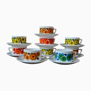 Multicolored Tea or Coffee Service from Arcopal, Set of 18
