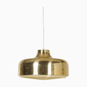 Danish Gold Hanging Lamp with Diffuser, 1970s