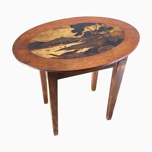 Art Nouveau Wood Marquetry Table, France, 1920s
