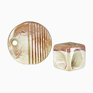 Jarrones italianos de cerámica texturizada, años 70. Juego de 2