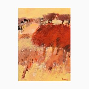 René Leroy, Red Countryside, Francia, Pastel sobre papel