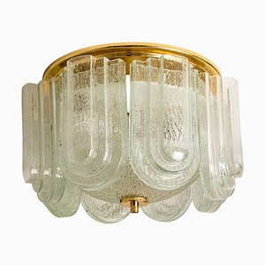 Lampada da soffitto Art Déco in vetro e ottone di Doria Leuchten, anni '60