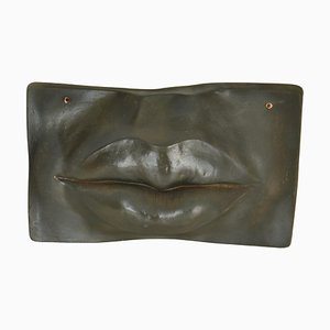 Pop Art Style Wall Mounted Ceramic Sculpture of Lips