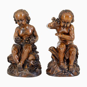 Gothic Revival Carved Cherubs, Set of 2