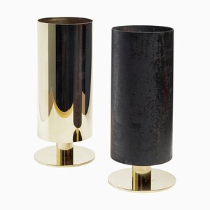 Austrian Brass Vases by Carl Auböck, Set of 2