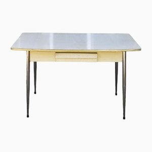 Kitchen Table with White Formica Top and Leveler, Italy, 1970s