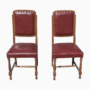 Chairs with Seat and Back in Red Leather, Italy, 1980, Set of 2
