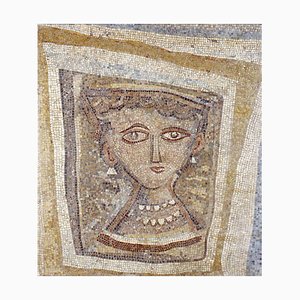 Massimo Campigli, Bust of Woman with Pearl Necklace, Original Mosaic on Cement Panel, 1947