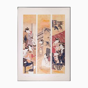 Litografía original de Bob Paulson, Japanese Rites, años 70