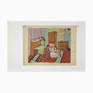 Maurice George Poncel, Innenszene, Originalzeichnung, Mitte des 20. Jh