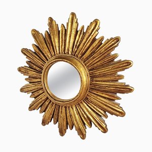 Mid-Century Golden Sunburst Mirror, 1960s
