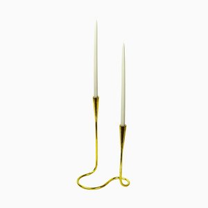 Scandinavian Brass Serpentine Candlestick for Illums Bolighus, Denmark