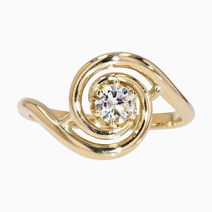 20th Century French Diamond 18 Karat Yellow Gold Swirl Ring
