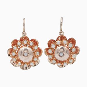 12 Karat Retro Pearl Rose Gold Earrings, Set of 2