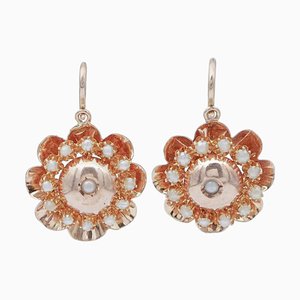 12 Karat Retro Perle Roségold Ohrringe, 2er Set