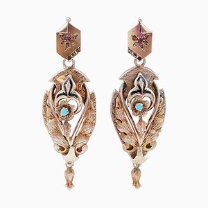 Boucles d'Oreilles en Or Rose 12 Carats, Set de 2