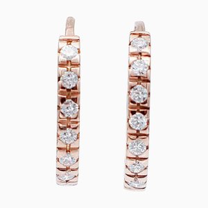 18 Karat Rose Gold Diamond Hoop Earrings, Set of 2