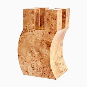 Vase aus Holz & Muranoglas von Ettore Sottsass