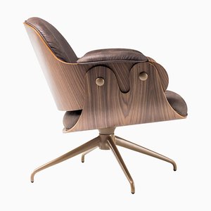 Plywood Walnut Leather Low Lounger Armchair by Jaime Hayon