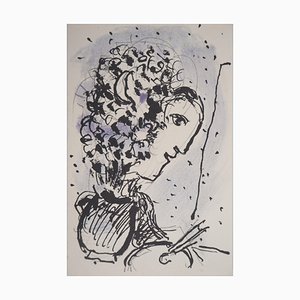 Marc Chagall, Artista con paleta, 1977, Litografía