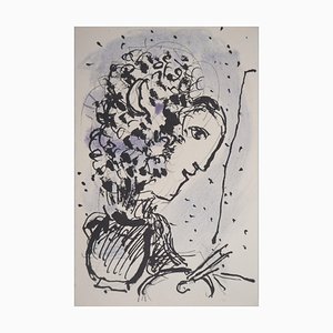 Marc Chagall, Künstler mit Palette, 1977, Lithographie