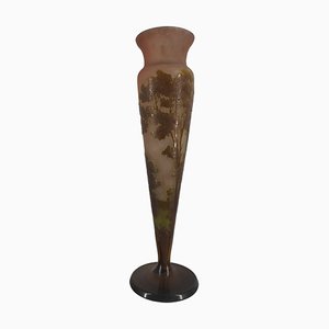 Vase Nancy en Pâte de Verre avec Décor Forêt par Émile Galle