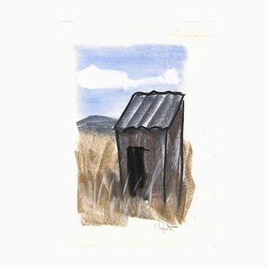 Georges Laporte, The Little Cabin, 1974, Original Pastel Drawing