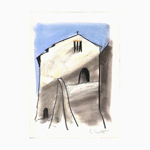 Georges Laporte, The Little Church, 1974, Original Pastel Drawing