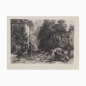 Gustave Courbet, The Pond at the Rocks, 1873, Engraving
