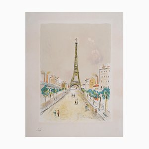 Maurice Utrillo, Paris Capitale, La Tour Eiffel, 1955, Color Lithograph on BFK Rives Paper