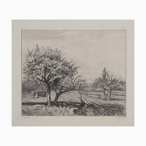 Camille Pissarro, An Orchard in Louveciennes, 1873, Engraving