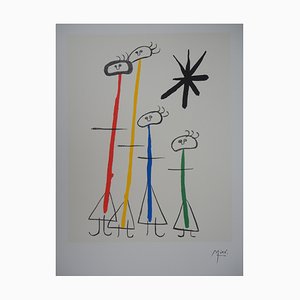 Nach Joan Miro, Surrealistische Familie mit dem Stern, Lithographie