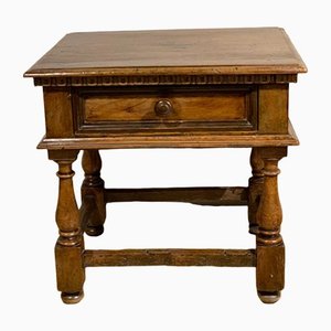 Table Basse Antique avec Tiroir en Noyer