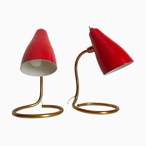 Lámparas de mesa modelo 214 italianas de Giuseppe Ostuni para Oluce, años 50. Juego de 2