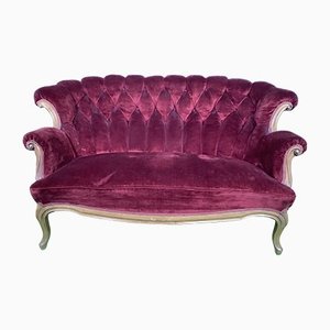 Canapé Style Baroque Vintage avec Housse en Velours Rouge