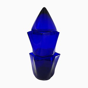 Vaso Tulip in vetro blu di Willem Noyons, 1997