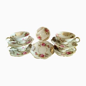 Bavarian Porcelain Cups and Saucers, Set of 10
