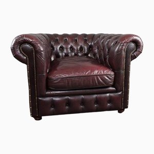 Purple Cowhide Leather Chesterfield Armchair