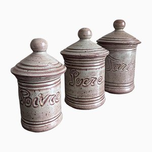 Pots Vallauris en Céramique avec Couvercles, Set de 3