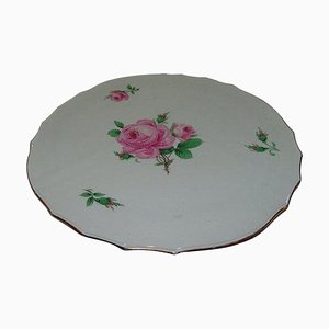 Large Cake Serving Plate with Rose Design from Meissen Porcelain